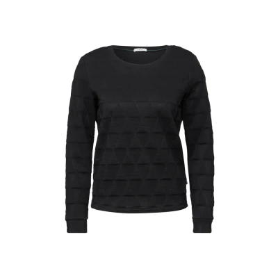 Abbildung von Cecil MIT Grafischem Muster Langarmshirt, Damen, Größe: XL, Schwarz