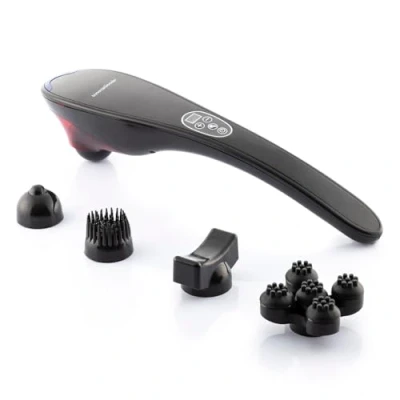 Abbildung von InnovaGoods® Wiederaufladbarer Handmassager Masfin, massiert Ihren Körper tief und entspannend, mit 5 austauschbaren Köpfen, ideal für Zuhause Arbeit.