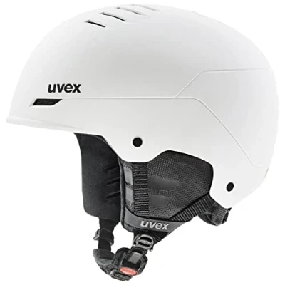 Abbildung von uvex wanted robuster Skihelm für Damen und Herren individuelle Größenanpassung Nackenwärmer white matt 58 62 cm