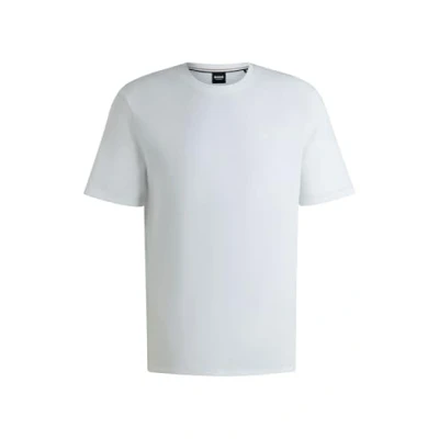 Abbildung von BOSS Kurzarmshirt Waffle T Shirt mit Logo Stickerei auf der Vorderseite