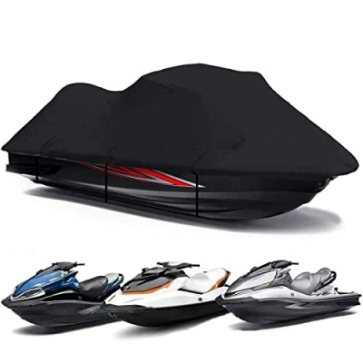 Abbildung von Jet Ski Abdeckung, Aus 210D Oxford Stoff Wasserdicht Motorbootabdeckung Multifunktion Abdeckung für 136&quot; bis 145&quot; Einfach zu Lagern