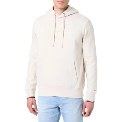 Abbildung von Tommy Hilfiger Herren Hoodie mit Kapuze, Elfenbein (Newsprint), L
