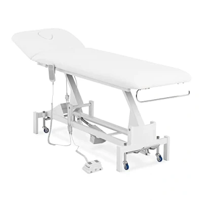 Abbildung von Physa Lille White Massageliege weiß 200 kg Räder Fußpedal Massagebank Therapieliege