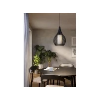 Abbildung von EGLO Hängeleuchte RAZONI 1, ohne Leuchtmittel, Pendellampe, Metall in Schwarz und Glas Weiß, Lampe mit E27 Fassung
