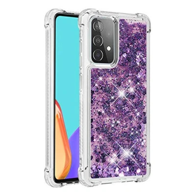 Abbildung von KBIKO zxl Kompatibel mit Hülle Samsung Galaxy A52 4G Glitzer Handyhülle, Glitter Flüssig Treibsand Case Weich Silikon TPU Bumper Schutzhülle Mädchen Frauen für 5G.Purple YBL