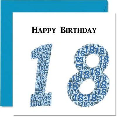 Abbildung von Lustige Geburtstagskarte zum 18. Geburtstag für Männer Shapecloud Happy Birthday Karte Sohn, Tochter, Bruder, Schwester, Enkel, Enkelin, Nichte, Neffe, Cousin, 145 mm x Grußkarten,