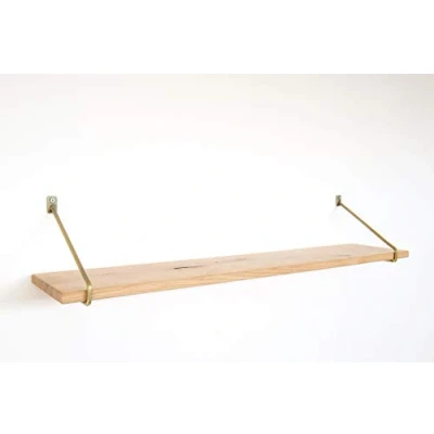 Abbildung von Natural Goods Berlin 1x Design Wandregal Eiche 100cm viele Farben &amp; Modelle Regalboden Massivholz Metall Schweberegal hängend, Regalwinkel, Konsole (Regal PRENZLBERG (20cm Tiefe), Antik Gold)