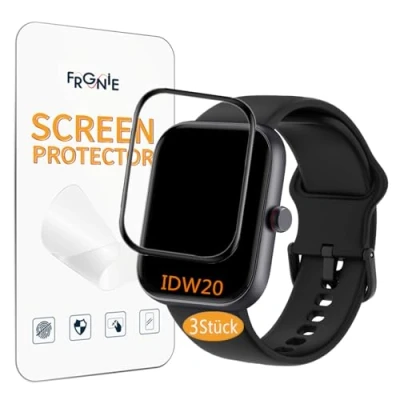 Abbildung von Frgnie Schutzfolie für IDW20 Smartwatch 1,91 Zoll (3 Stück) 3D Curved Full Cover Displayschutzfolie, Kompatibel Yoever, Fitpolo, TOOBUR Fitnessuhr Displayschutzfolie