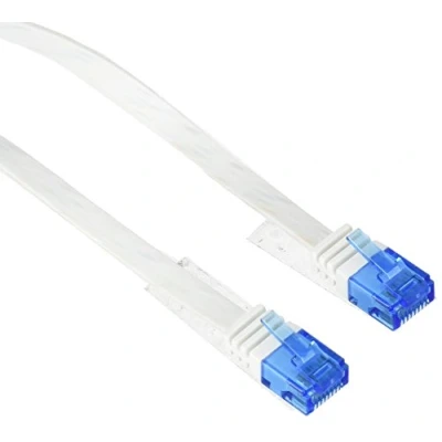 Abbildung von Logilink CP0136 CAT5e UTP Flat Patch Kabel, AWG 30, blau Colour RJ45 Short Plug, weiß, 3M