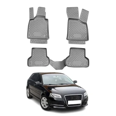 Abbildung von OMAC 1103444G Fußmattensatz Gummi, TPE (thermoplastischer Elastomer) 4 grau AUDI: A3 Sportback, Schrägheck