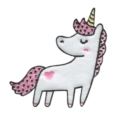 Abbildung von Catch the Patch Aufnäher Bügelbild, Aufbügler, Applikationen, Patches, Flicken, zum aufbügeln, Polyester, Einhorn mit Herz Größe: 7,3 x 8 cm