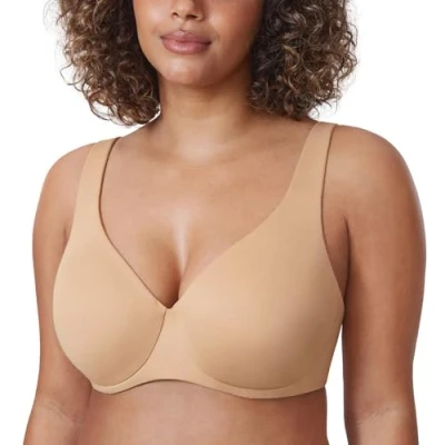Abbildung von DELIMIRA AISILIN Damen Minimizer BH mit Bügel ohne Polster Vollschalen Große Größen Unterwäsche Warmes Beige 85C