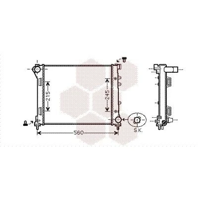 Abbildung von VAN WEZEL 17002346 Kühler, Motorkühlung Aluminium 480 407 34 Kühlrippen mechanisch gefügt FIAT: 500 Schrägheck, C Cabrio, FORD: KA Schrägheck