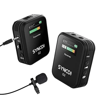 Abbildung von SYNCO G2 A1 Lavalier Mikrofon Wireless, Ansteckmikrofon Kabellos System bis zu 70m für DSLR Kamera Camcorder Smartphone Gopro PC Laptop Interview Online Meeting und Kurs Streaming Videoaufnahme