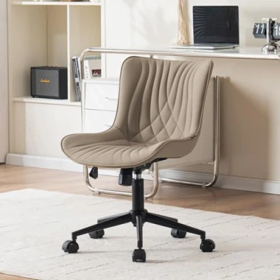 Abbildung von YOUTASTE Bürostuhl Ergonomischer Schreibtischstuhl im Fischschwanz Design, Höhenverstellbarer und Wippfunktion Computerstuhl, Drehstuhl mit Rollen &amp; Rückenlehne, Khaki