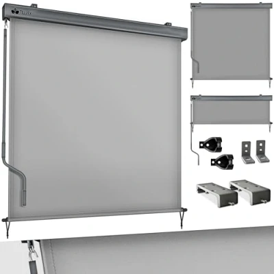 Abbildung von tillvex® Senkrechtmarkise 200 x 250 cm für Außen und Innenbereich Außenrollo wasserfest mit Handkurbel Balkon, Terrasse &amp; Garten Balkonrollo Sonnenschutz aus Aluminium Rollo Sichtschutz