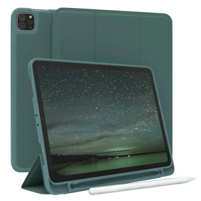 Abbildung von EAZY Case Hülle für iPad Pro 11&quot; mit Stifthalter [Modell 2018/2020/2021/2022] 11 Zoll Tablet Cover Aufstell Smartcase Klappcase Auto Sleep Wake Up Nachtgrün