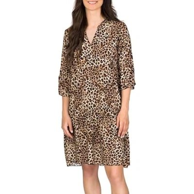 Abbildung von DENIMFY Sommerkleid Damen Kleid DFFrida A Linie 3/4 Arm Freizeitkleid mit V Ausschnitt aus 100% Viskose