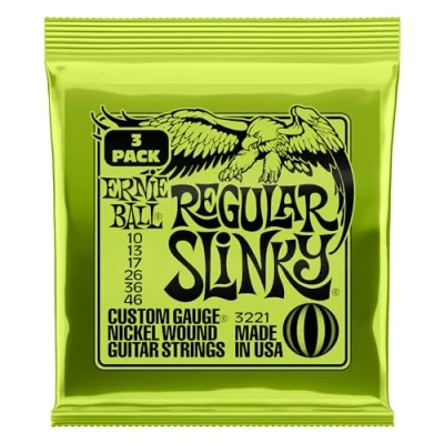 Abbildung von Ernie Ball Regular Slinky Nickel Wound E Gitarrensaiten, 3er Pack, Stärke 10 46