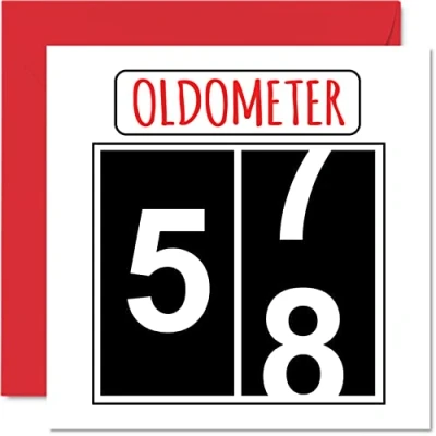 Abbildung von Lustige Karten zum 58. Geburtstag für Männer und Frauen Oldometer Glückwunschkarte Vater, Mutter, Opa, Kindermädchen, Oma, Freund, 145mm Grußkarten, Karte