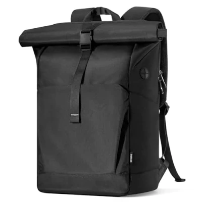 Abbildung von Inateck Laptoprucksack RollTop Rucksack 25L 30L, Tagesrucksack kompatibel mit 17 Zoll Laptops, Kopfhörer /Ladeanschluss und separatem Schuhfach