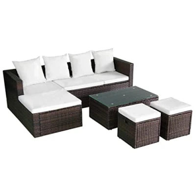 Abbildung von vidaXL Loungesofa 4 tlg. Garten Lounge Set mit Kissen Braun Poly Rattan, 1 Teile