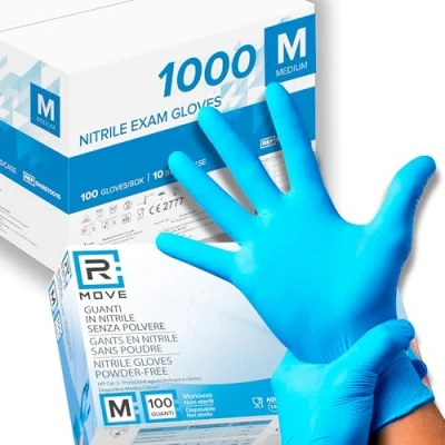 Abbildung von 1000 Nitril Handschuhe, puderfrei, latexfrei, hypoallergen, Lebensmittelhandschuhe, medizinische Einweghandschuhe (Größe M)