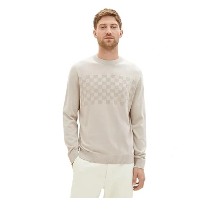 Abbildung von TOM TAILOR Herren 1038671 Crew Neck Strick Pullover im Struktur Mix, 26199 beige Alfalfa, XL
