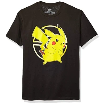 Abbildung von Pokemon Unisex Erwachsene Gold Pokeball Pikachu Active T Shirt, schwarz, Mittel