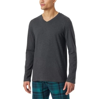 Abbildung von Schiesser Herren Schlafshirt Langarm Rundhals Mix + Relax Pyjamaoberteil, Dunkelgrau gem_182043, 54
