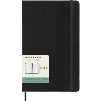 Abbildung von Moleskine Wochenplaner 2024 2025, Agenda Wöchentlich 18 Monate Horizontal mit Hartcover und Elastischem Verschluss, Großformat 13 x 21 cm, Farbe Schwarz