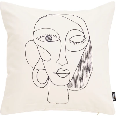 Abbildung von done. Dekokissen &quot;Velour Print Line Drawing&quot;, Beidseitig bedruckte Kissenhüle ohne Füllung, 1 Stück