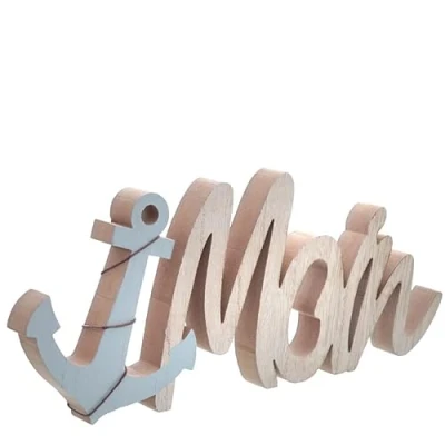 Abbildung von Dragimex Schriftzug &#039;Moin&#039;, MDF, hellblau/Natur, m/Anker, ca. 30 x 2 13 cm H
