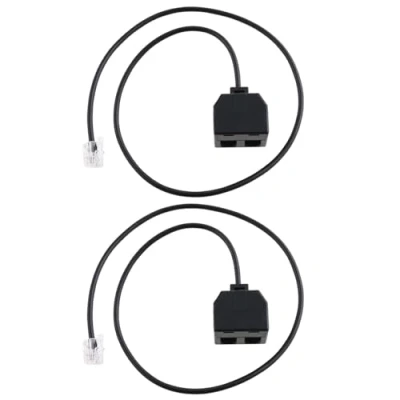 Abbildung von eMagTech 2 Stück Telefon Trainingsadapter Y Splitter RJ9 4P4C Kristallkopf Kompatibel mit Cisco Avaya Plantronics 50 cm Schwarz