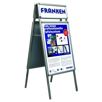 Abbildung von FRANKEN Plakatständer Kundenstopper A1 mit Klapprahmentechnik, freistehend, doppelseitig, Aluminiumrahmen, Standard Plus, BS1305