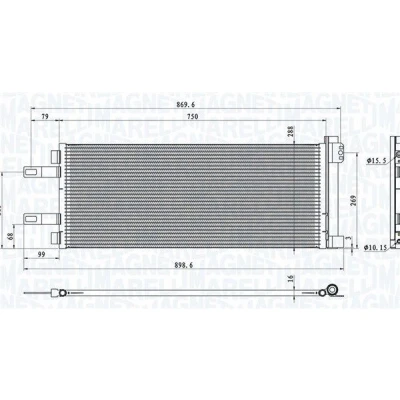 Abbildung von MAGNETI MARELLI 350203623000 Klimakondensator mit Trockner 730x288x16 288 730 16 FIAT: Ducato III Kastenwagen, Bus