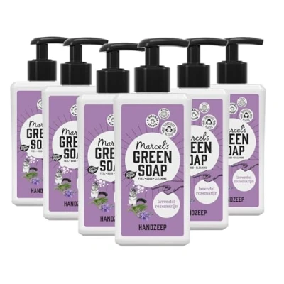 Abbildung von Marcel&#039;s Green Soap Handseife Lavendel &amp; Rosmarin Flüssigseife Spender 100% Umweltfreundlich Vegan 97% Biologisch abbaubar 6er Pack 250 ml