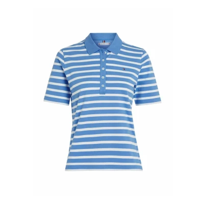 Abbildung von Tommy Hilfiger Stripe Poloshirt, Damen, Größe: Medium, Stein