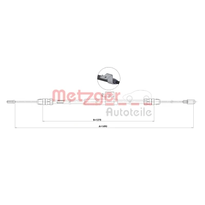 Abbildung von METZGER 1.FO001 Handbremsseil hinten rechts 1490/1270