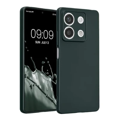Abbildung von kwmobile Handyhülle kompatibel mit Xiaomi Redmi Note 13 5G Hülle weiche Silikon Case metallisch schimmernd in Metallic Petrol