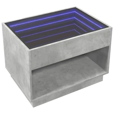Abbildung von vidaXL Couchtisch, Beistelltisch mit Infinity LED, Kaffeetisch Sofatisch für Wohnzimmer, Wohnzimmertisch Stauraum, Betongrau Holzwerkstoff Glas