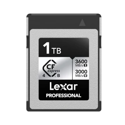 Abbildung von Lexar Professional CFexpress 4.0 Typ B Silver Series 1TB, Tybe Karte bis zu 3600MB/s Lesen, 2600MB/s Schreiben, CF für 8K Raw Video, Speicherkarte DSLR, Rückwärts mit XQD Kamera