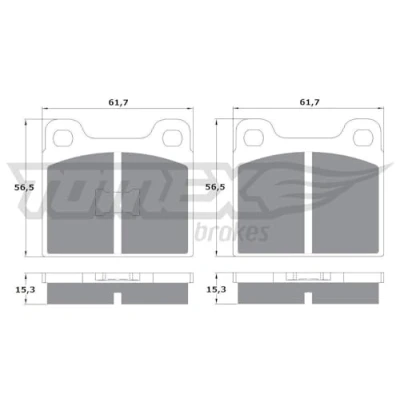 Abbildung von TOMEX brakes TX 10 16 Bremsbelagsatz Vorderachse VOLKSWAGEN: Polo II Coupe, Scirocco II, GOLF 1, AUDI: 80 B2, B1 Limousine