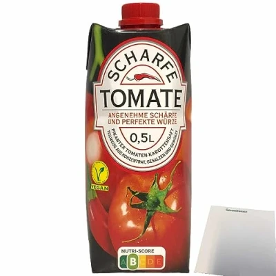Abbildung von Scharfe Tomate pikanter Tomaten Karottensaft mit perfekter Würze (0,5 Liter) + usy Block