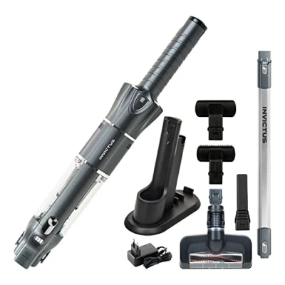 Abbildung von Genius Akku Handstaubsauger INVICTUS ONE 3.0e Akkusauger Bodenstaubsauger 14 tlg. Kabellos, 120,00 W, beutellos HEPA Filter für Zuhause Auto, Staubsauger 15000 Pa Aufbewahrungstation leicht