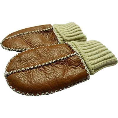 Abbildung von Baby Lammfell Handschuhe/Fäustlinge (ECHTES LAMMFELL) Mit Strickbündchen (BRAUN)