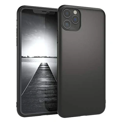 Abbildung von EAZY CASE Handyhülle Silikon mit Kameraschutz kompatibel iPhone 11 Pro Max in Schwarz Matt, Ultra dünn, Slimcover, Silikonhülle, Hülle, Softcase, Backcover
