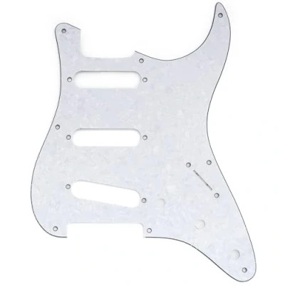 Abbildung von Musiclily Pro 8 Löcher ST Schlagbrett SSS Gitarren Pickguard für 2008 2019 China Squier Classic Vibe SQ CV 50s Reissue Vintage Strat Style E Gitarre, 4 lagig White Pearl