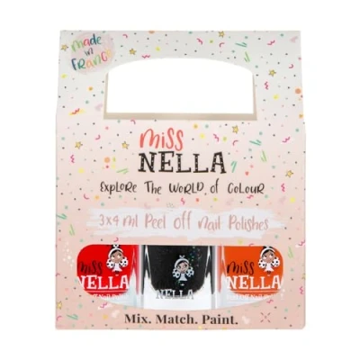 Abbildung von Miss Nella Halloween Special Nagellack 3er Set: Surprise party schwarz, Poppy fields orange &amp; Class clown rot, abziehbarer für Kinder, Peel Off Formel, wasserbasiert und geruchsneutral