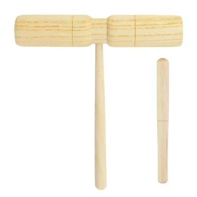 Abbildung von A Star T Bar Doppelter zweifarbiger Holzblock mit Holzschlägel, Percussion Rhythmusblock